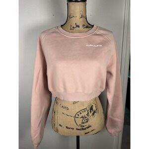Alphalete Cropped Long Sleeve Sweatshirt Women's Size Medium Pink
